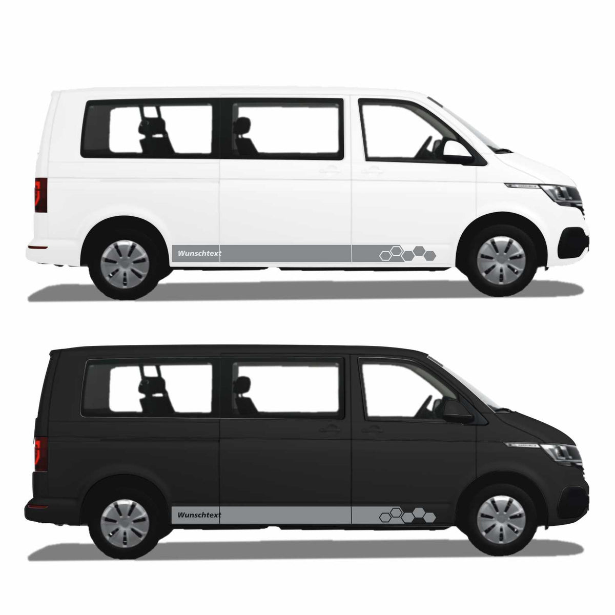 Seitenstreifen WABEN Aufkleber passend für VW T6.1, T6, T5, Multivan, Bulli, Transporter - WUNSCHTEXT - FOTOFOL