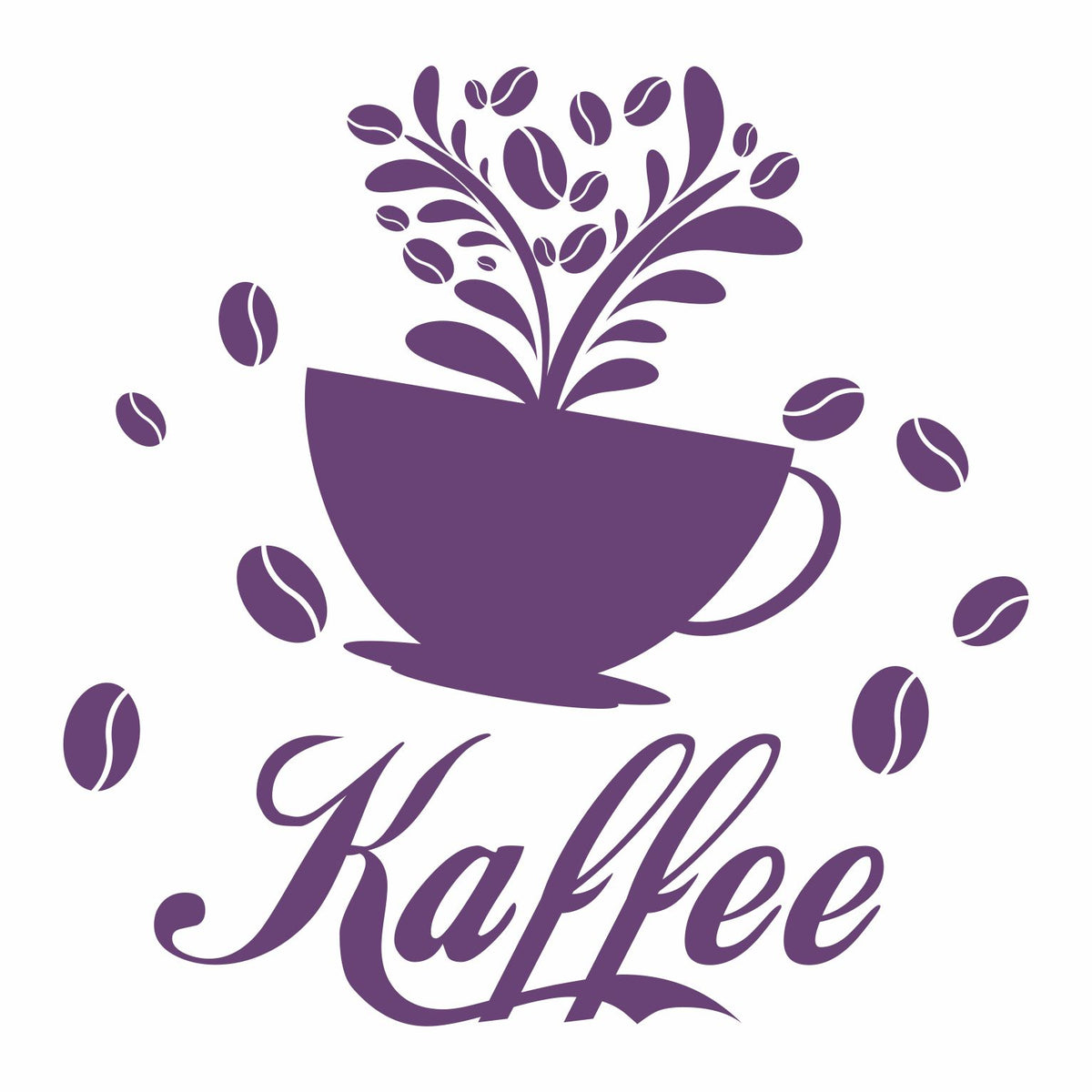 Wandtattoo Küche Deko Kaffee Kaffeetasse Kaffeebohnen - FOTOFOL