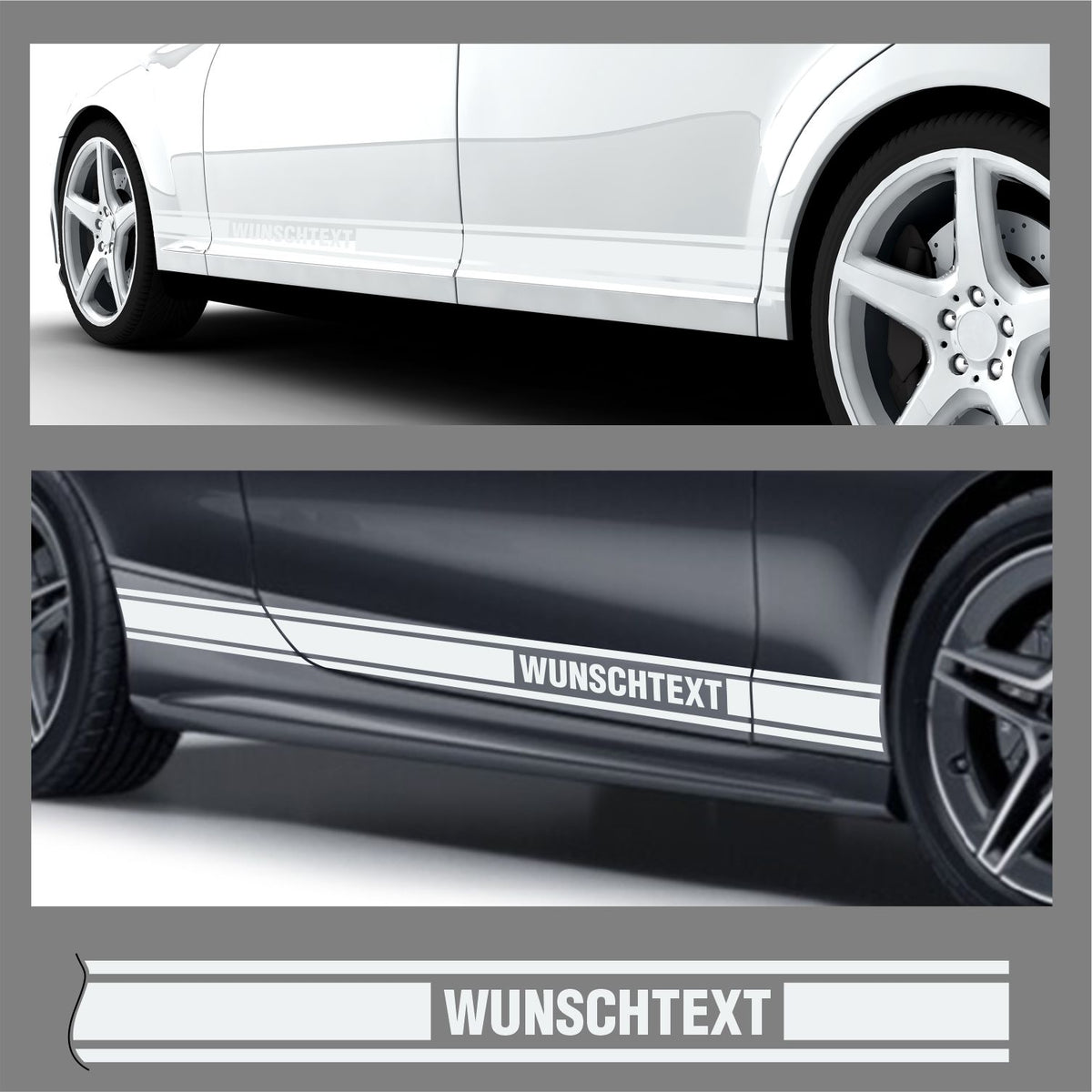 Seitenstreifen Dekorstreifen GT Style Mustang Shelby Autoaufkleber mit Wunschtext - FOTOFOL