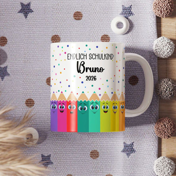 Tasse Einschulung mit Name Personalisieren - Endlich Schulkind