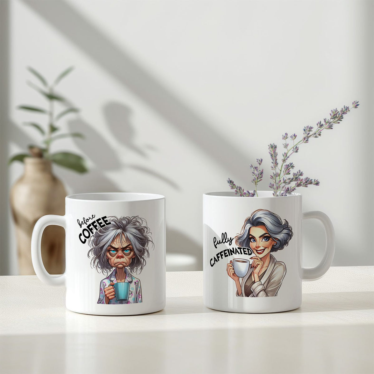 Personalisierte Kaffeetasse mit Wunschname - before Coffee -Frau - FOTOFOL