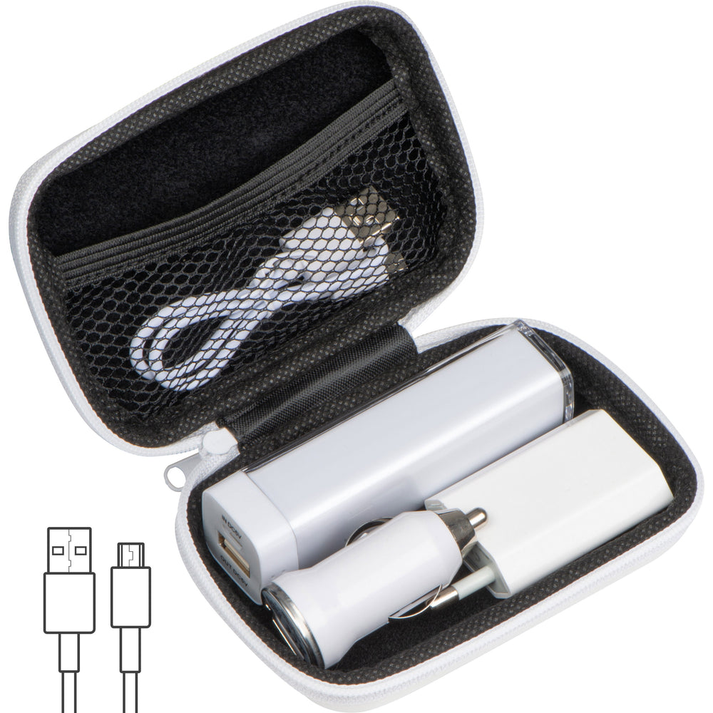 Travel Set Powerbank, EU-Stecker und USB Ladegerät JUSTIN