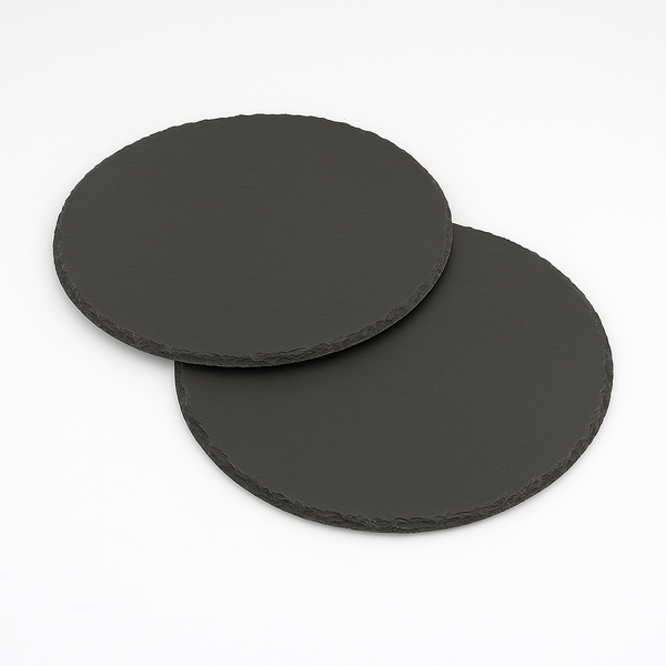 Runde Schieferplatten im Set – 30 cm – Natur-Servierplatten für Käse, Sushi & BBQ – gravierbar