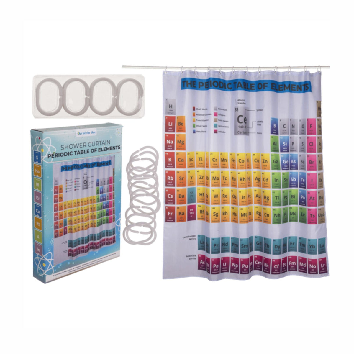 Chemie Duschvorhang Periodensystem 180x180 Cm
