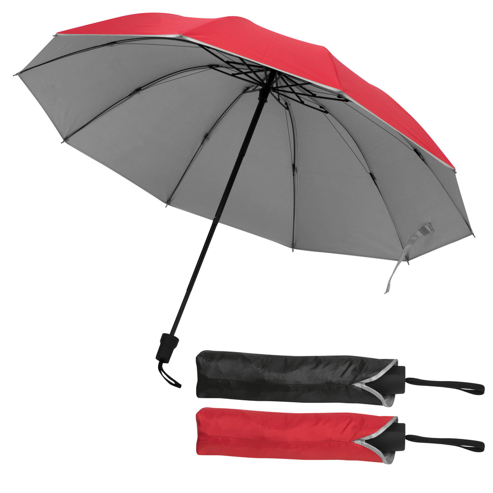 Taschenschirm aus Pongee mit silbernem Innenteil