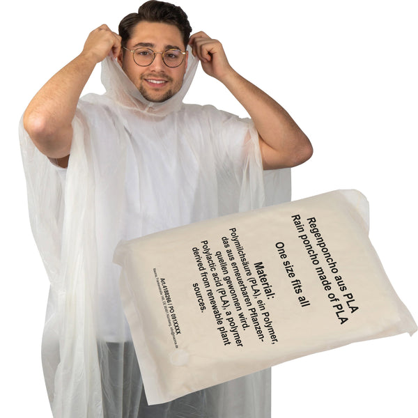 Regenponcho aus PLA in einer Tragetasche DAVIDE