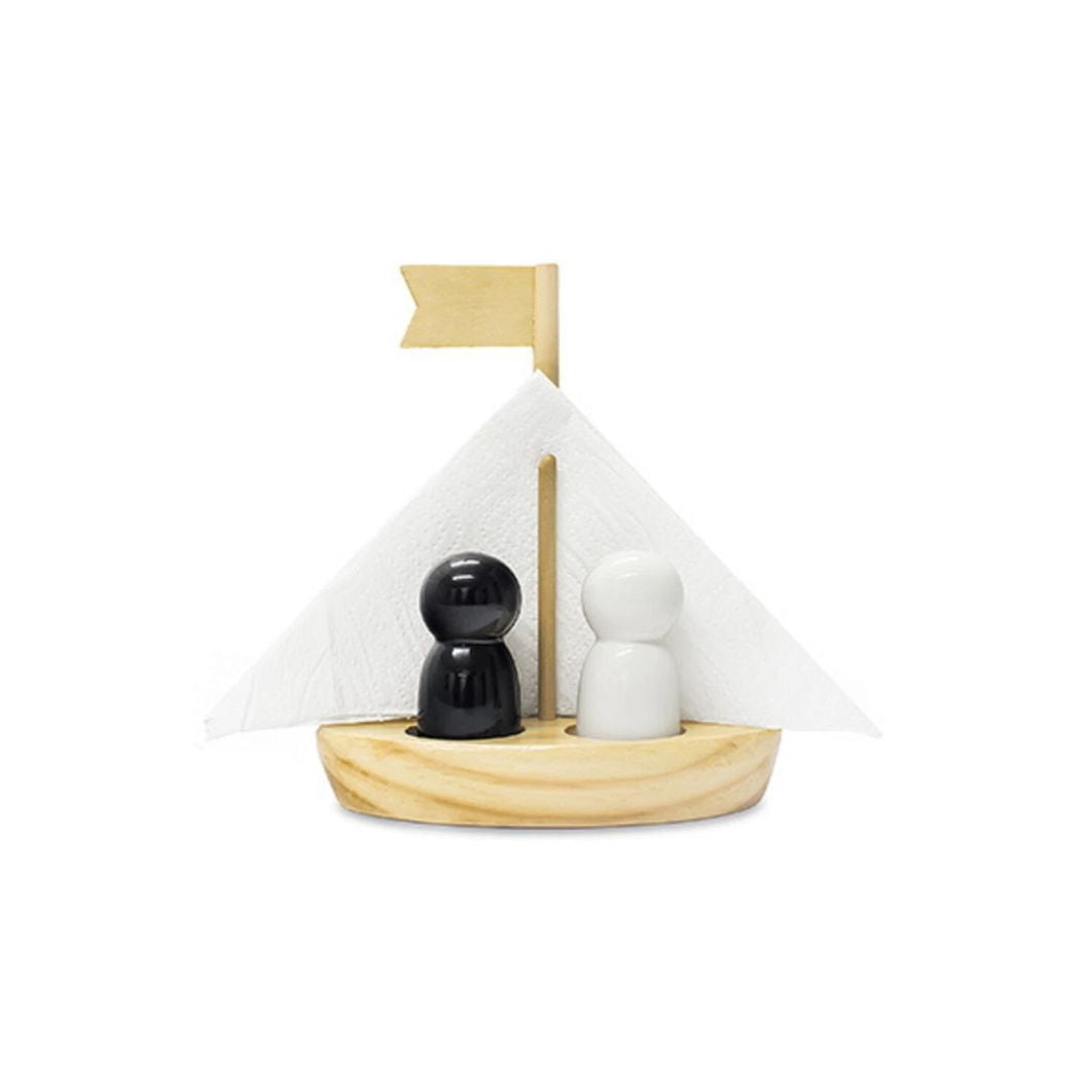Winkee - Segelboot Salz- und Pfefferstreuer Set - schwarz/weiß