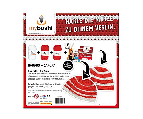 MyBoshi Fanmütze Häckelset- rot-weiß