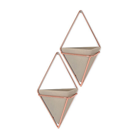 Umbra 470753-633 Trigg Hanging Planter Vase & Geometrische Wanddekoration Container, klein - Betonharz & Kupfer - 2er Set