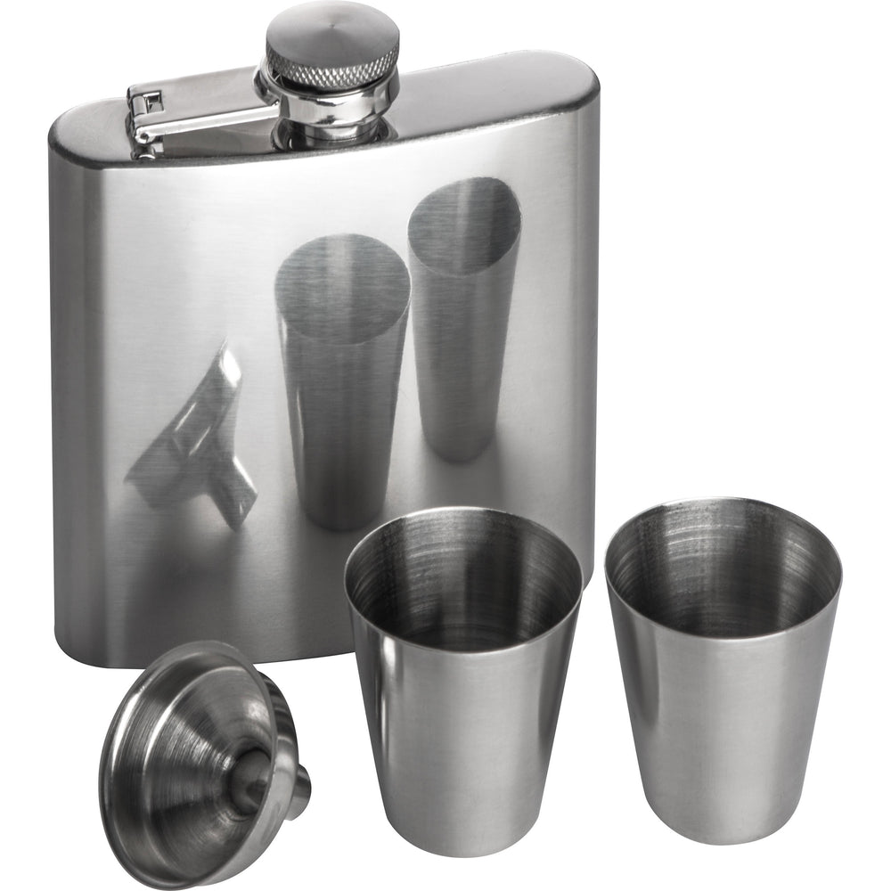 Flachmann Set mit 2 Pinnchen und Trichter aus Edelstahl FAITH