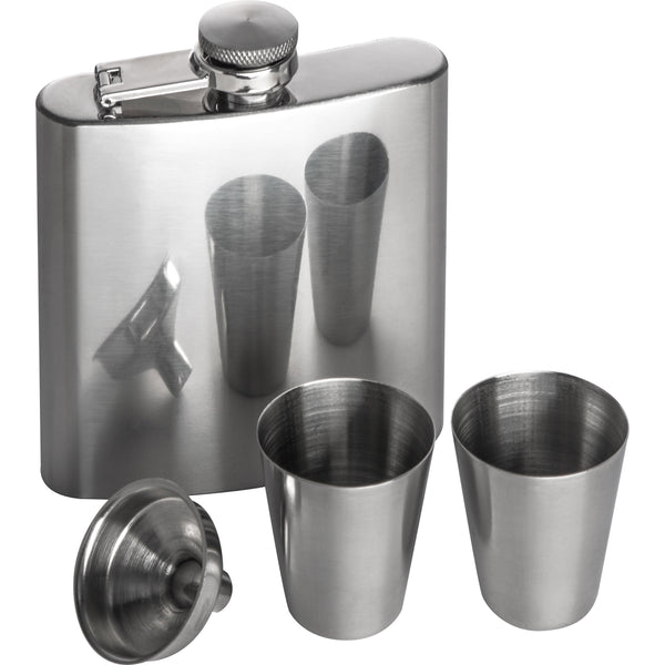 Flachmann Set mit 2 Pinnchen und Trichter aus Edelstahl FAITH