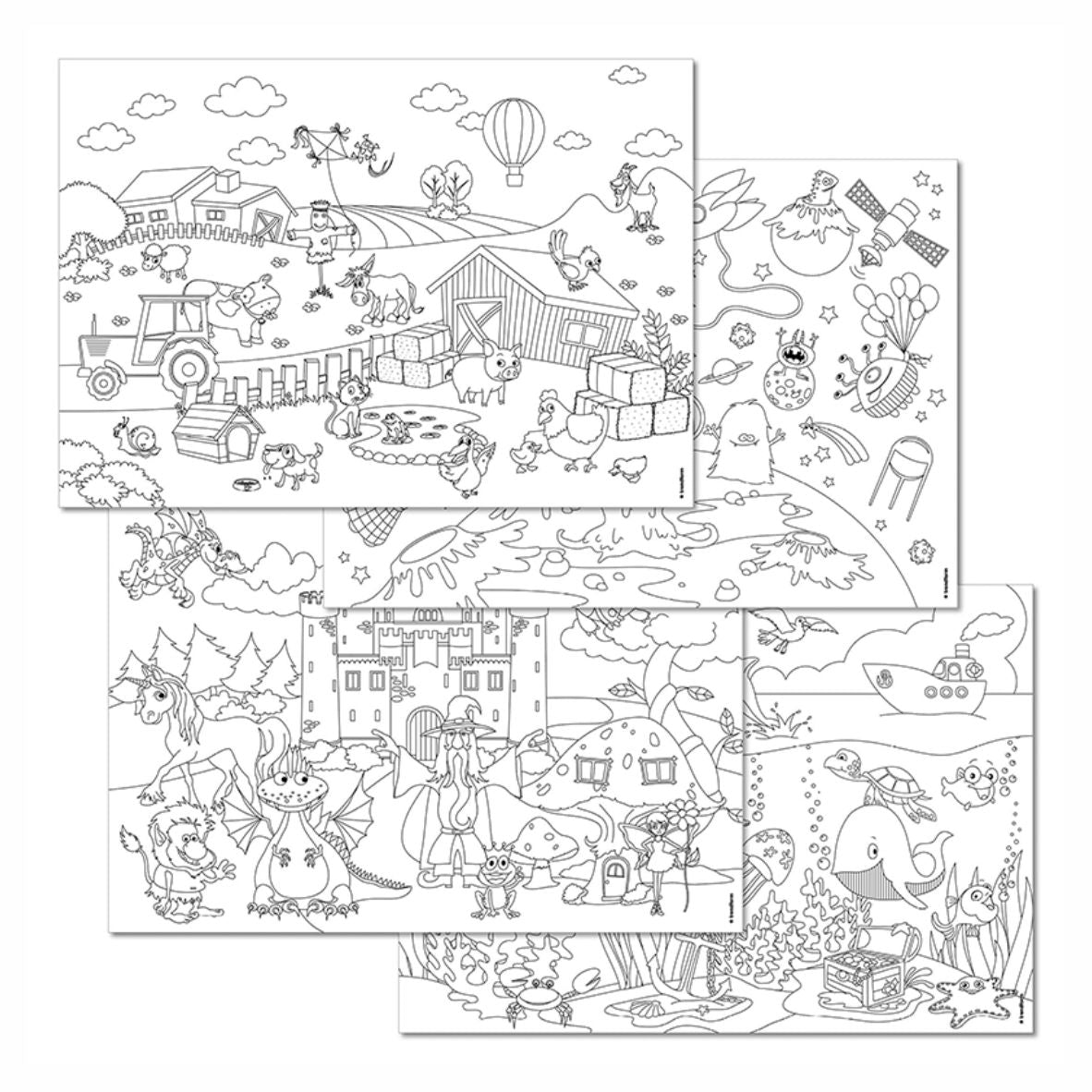 Interaktive Papier-Platzdecke für Kinder: KIDS FUN - COLOR ME! 4 X 12 Blätter