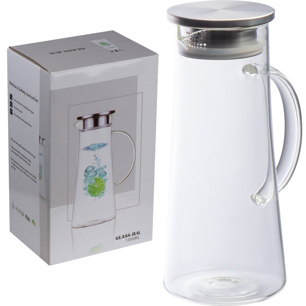 Glaskaraffe mit Edelstahldeckel, 1.350ml ELLIOTT