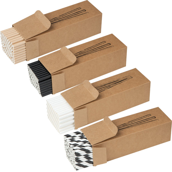100er Set Trinkhalme aus Papier CARTER