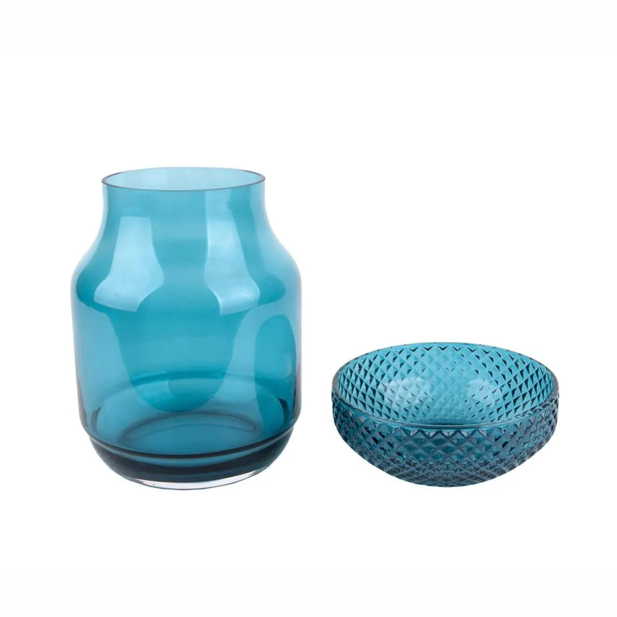 Vase aus Glas in Petrolblau, Ø 16 cm