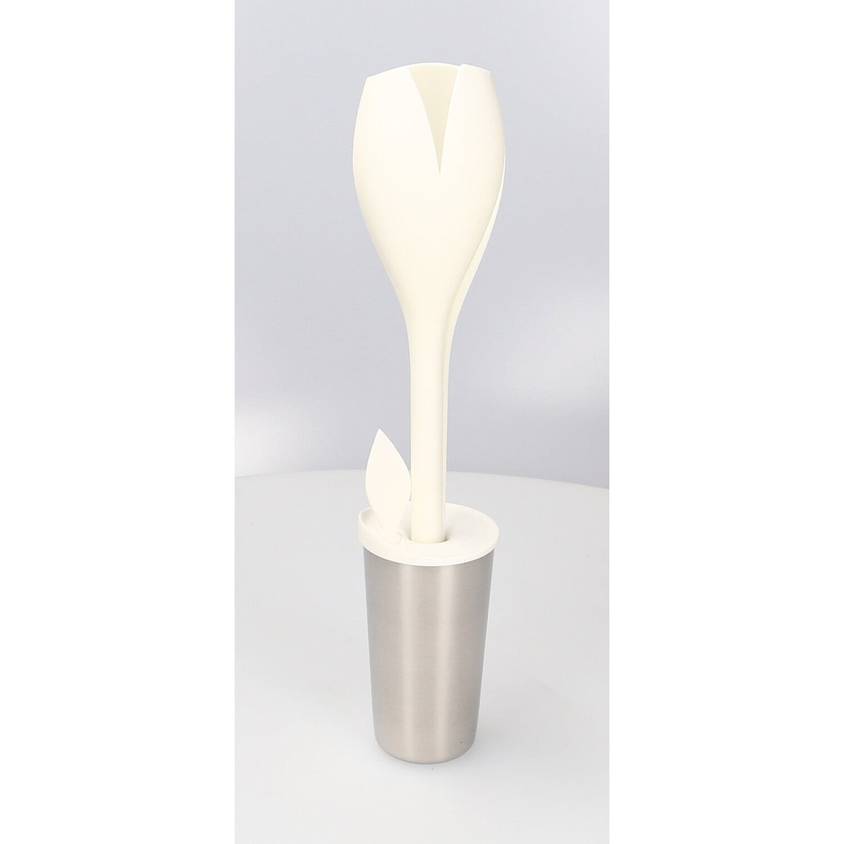 Salatbesteck und Dressing-Shaker - Tulpe weiß