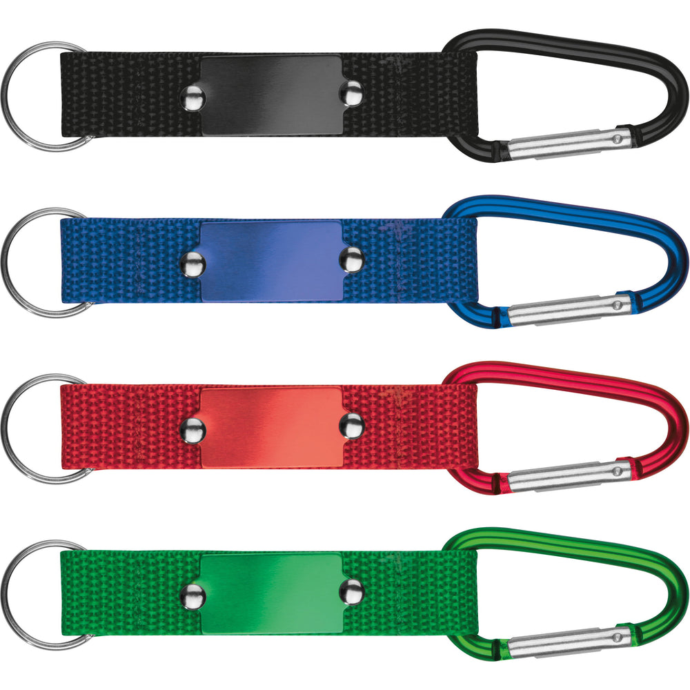 Schlüsselanhänger mit Karabiner und Plättchen aus Metall PHYLLIS