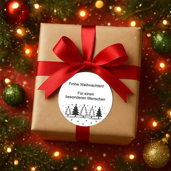 Personalisierte runde Aufkleber Weihnachten – 24 Stück (4,5 cm) | Bäume