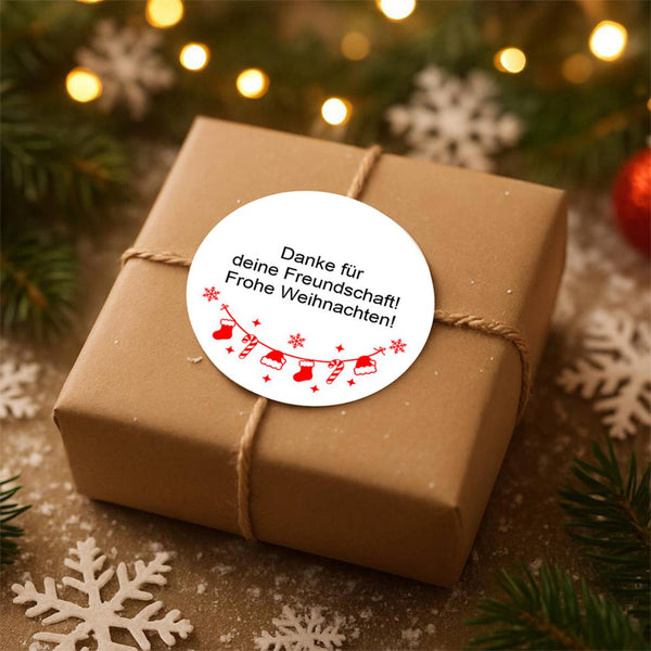 Personalisierte runde Aufkleber Weihnachten – 24 Stück (4,5 cm) | Festgirlande