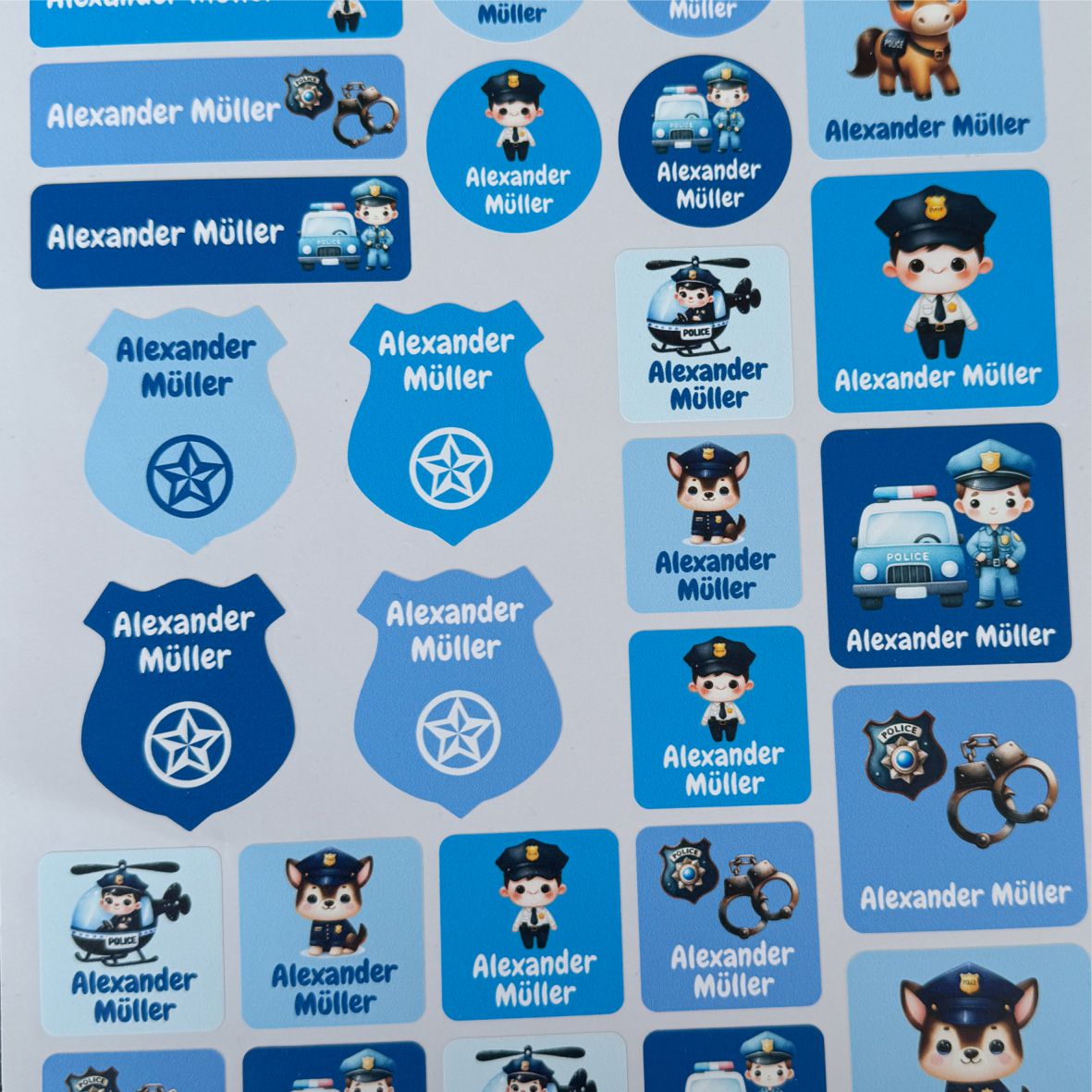 Namensaufkleber Set - Polizei - FOTOFOL