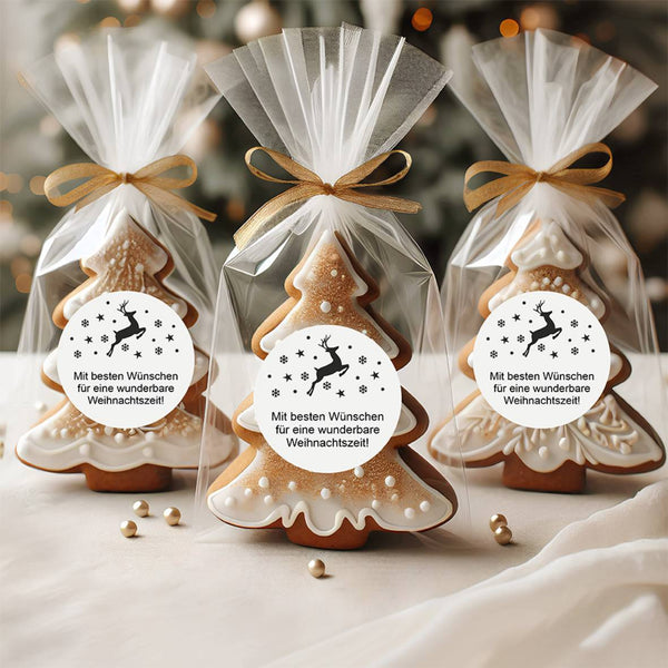 Personalisierte runde Aufkleber Weihnachten – 24 Stück (4,5 cm) | Rentier