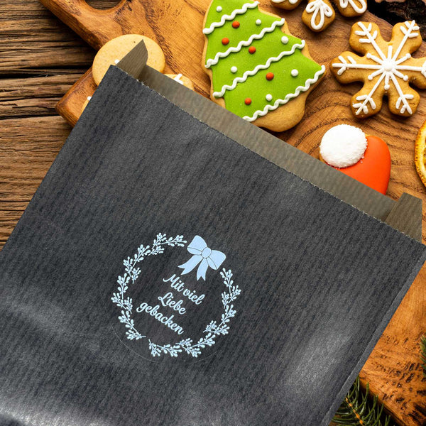 Weihnachten Aufkleber - 24 Stück Personalisierte transparente Aufkleber | Weihnachtskranz