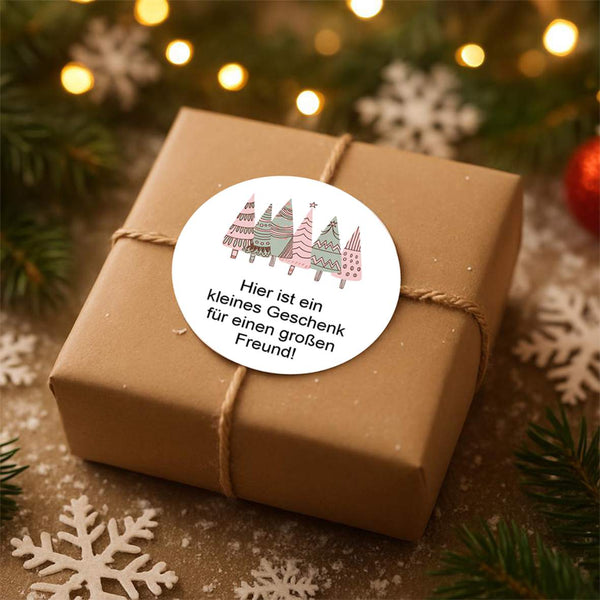 Personalisierte runde Aufkleber Weihnachten – 24 Stück (4,5 cm) | Weihnachtszauber in Rosa