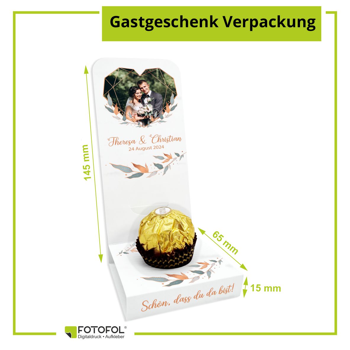 Aufsteller für Gastgeschenke personalisiert - Blätter - FOTOFOL