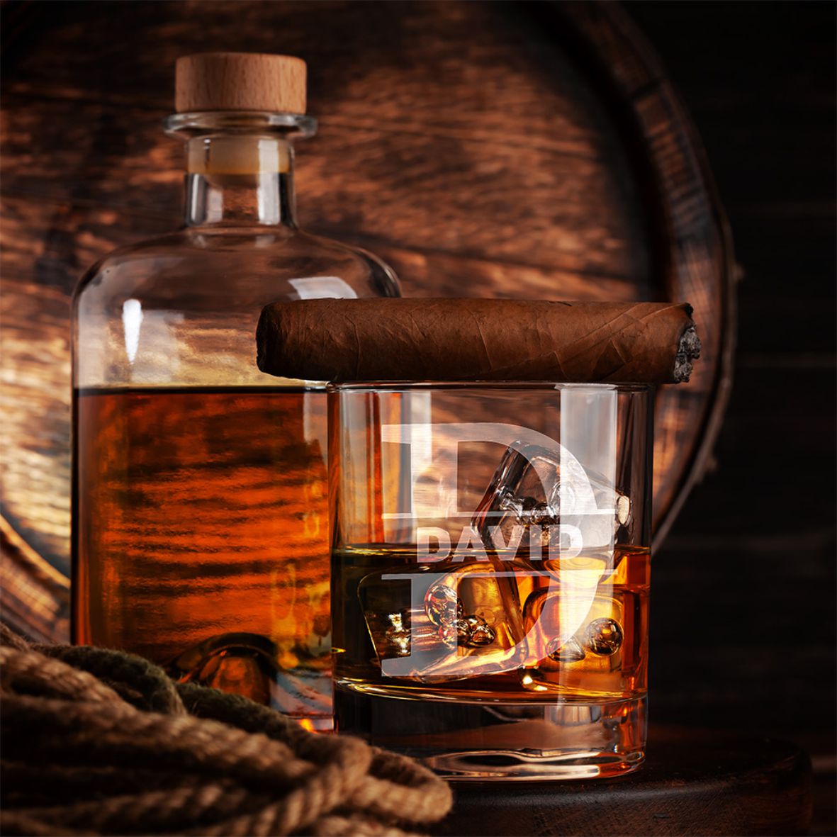 Fotofol - Whiskey Glas mit Gravur I Monogramm Design - personalisierte Geschenke