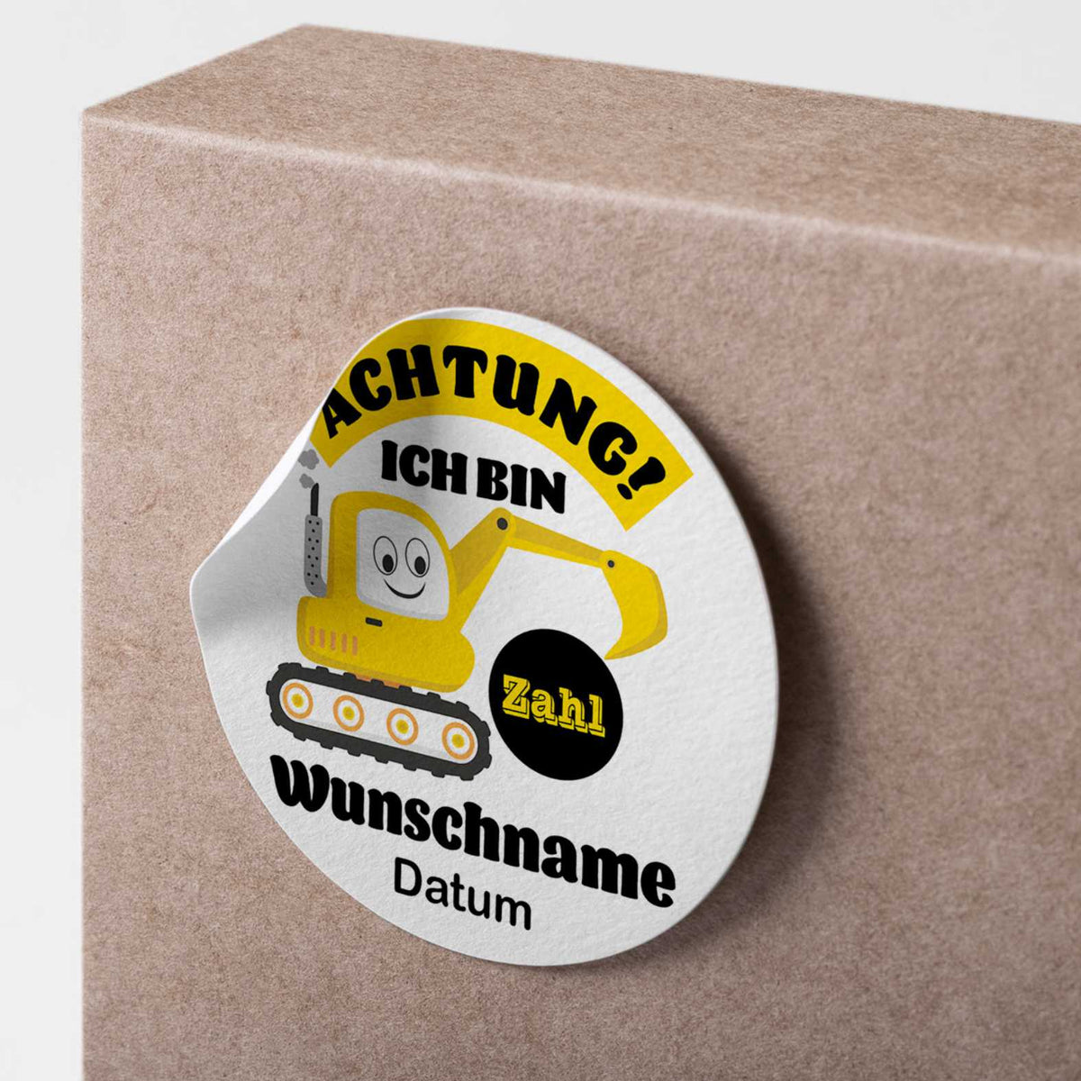 Geburtstag Aufkleber "Bulldozer" Kinder  Wunschname - 24 Stück - 4,5cm - FOTOFOL