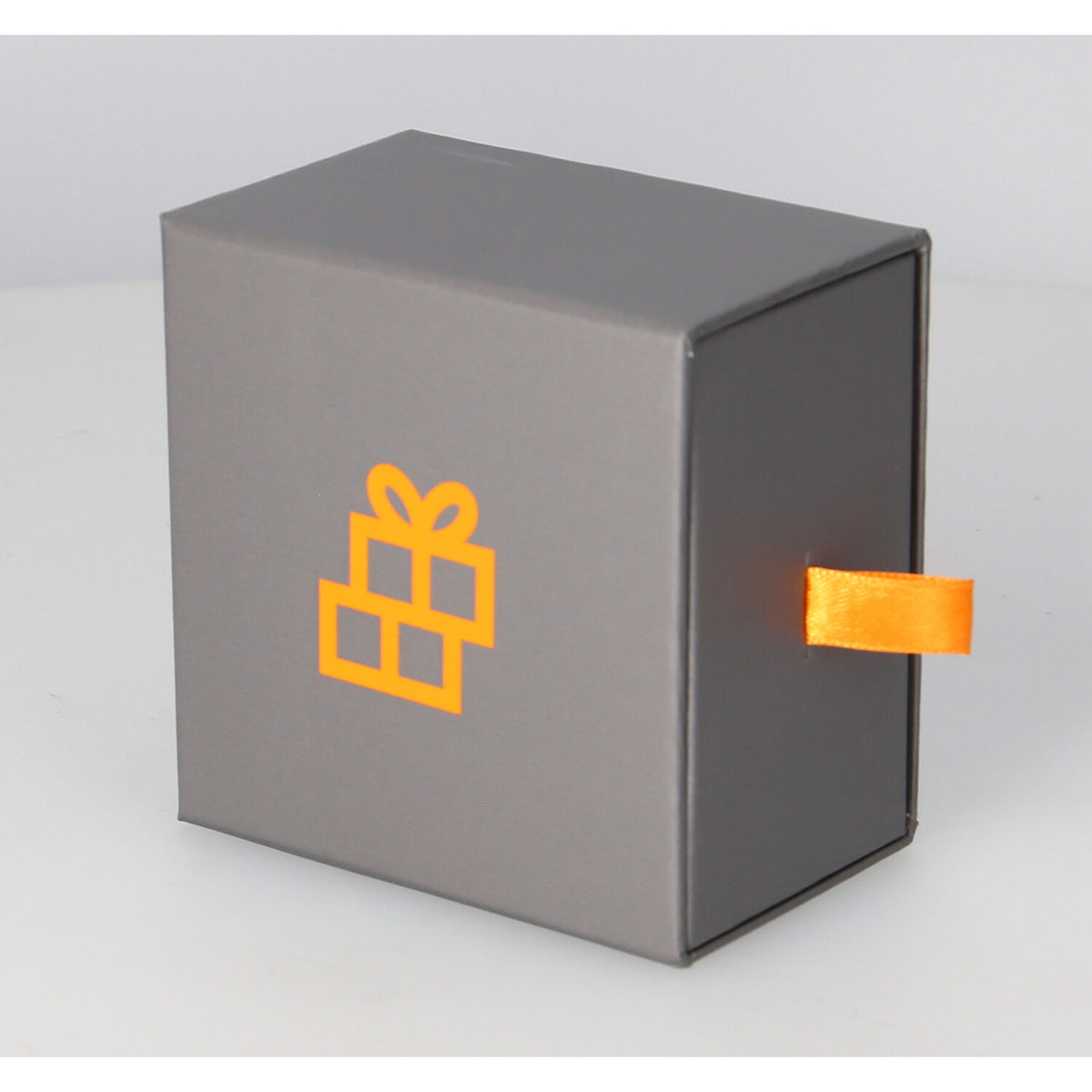 Luxuriöse Schiebeschachtel 6 Stück – Grau mit orangefarbenem Akzentband (8,5 x 8,5 x 5,5 cm) - FOTOFOL