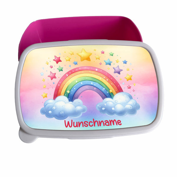 Brotdose Kinder personalisiert mit Namen - Regenbogen