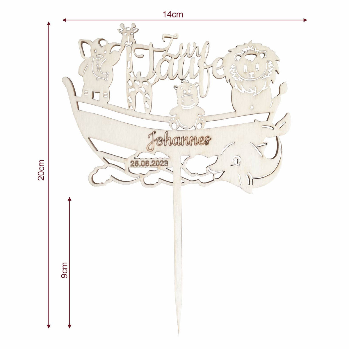 CAKE TOPPER  Taufe "Arche Noah" mit Wunschname und Datum personalisiert  - Tortendeko & Kuchendeko - FOTOFOL