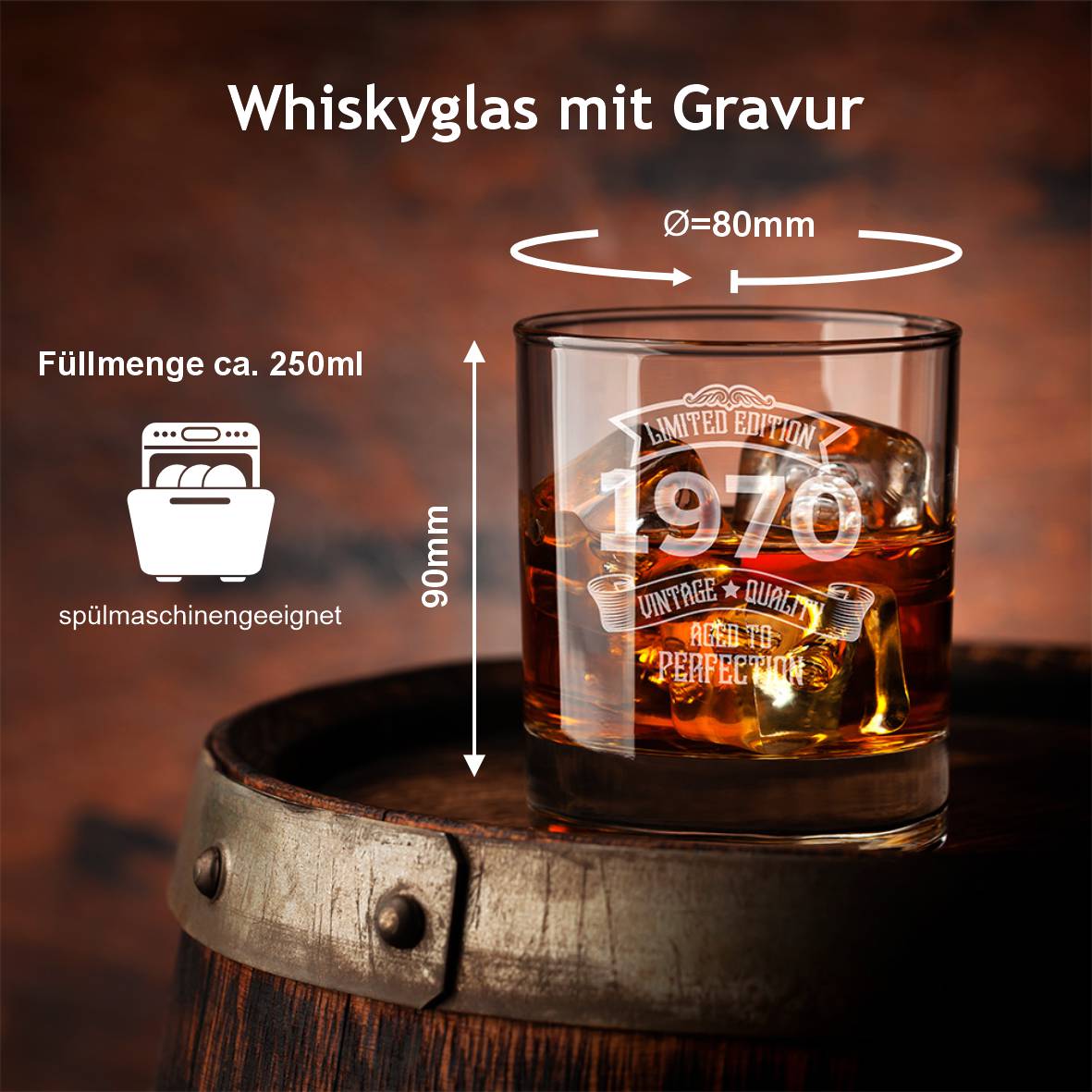 Personalisiertes Whiskey Glas "Limited Edition" mit  Geburtsjahr - FOTOFOL
