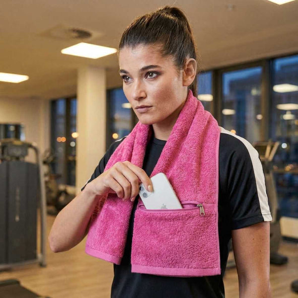 Fitness Sport Trainings Handtuch PERSONALISIERT mit Name 100% Baumwolle 40x100cm