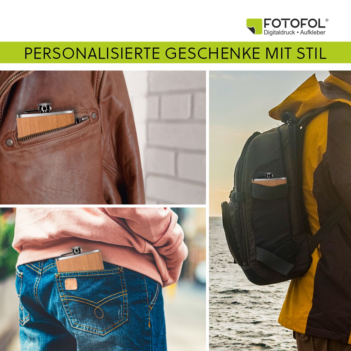FOTOFOL - personalisierter Flachmann mit Gravur 