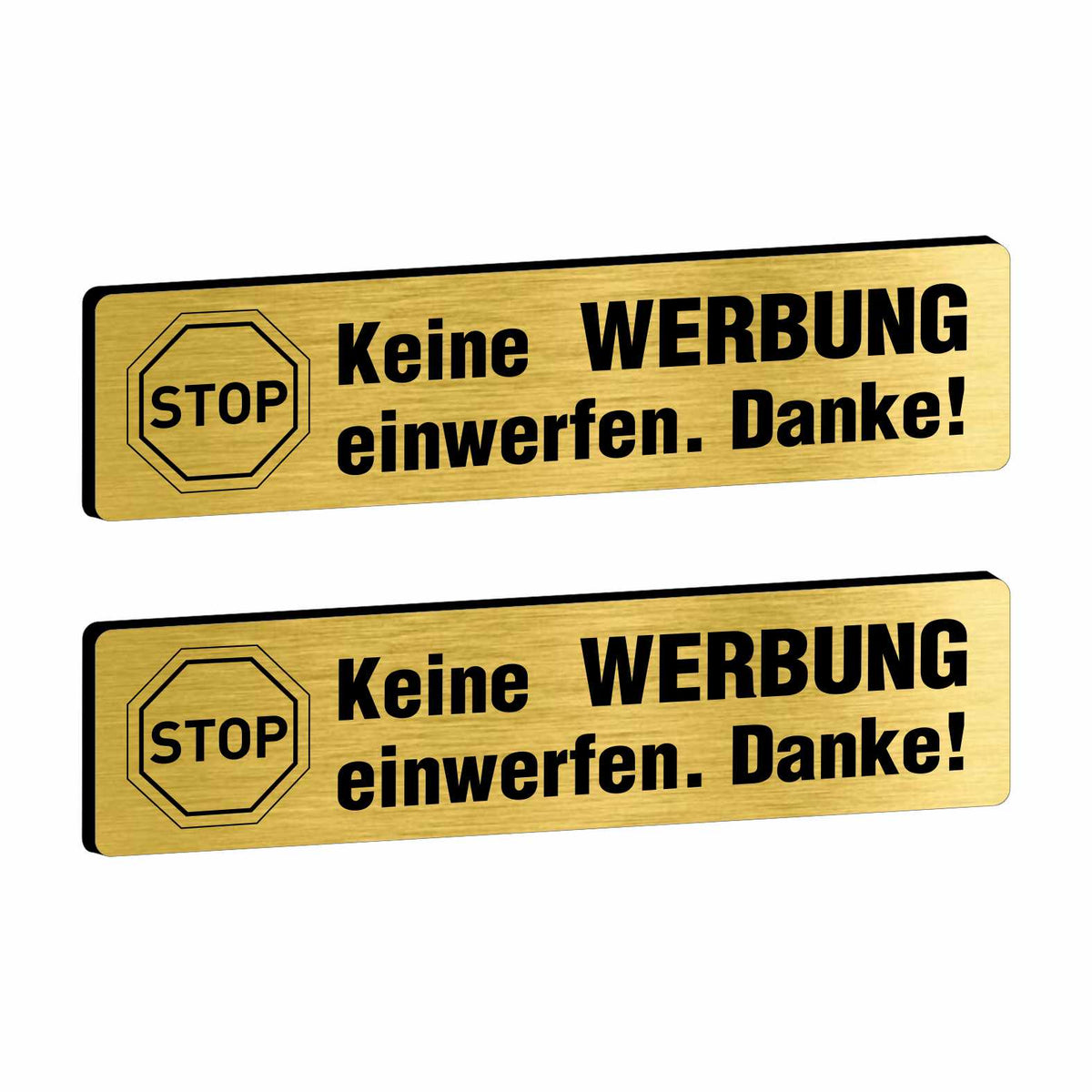 2x Bitte keine Werbung Briefkastenschild selbstklebend - Schild mit Gravur für Briefkasten - FOTOFOL