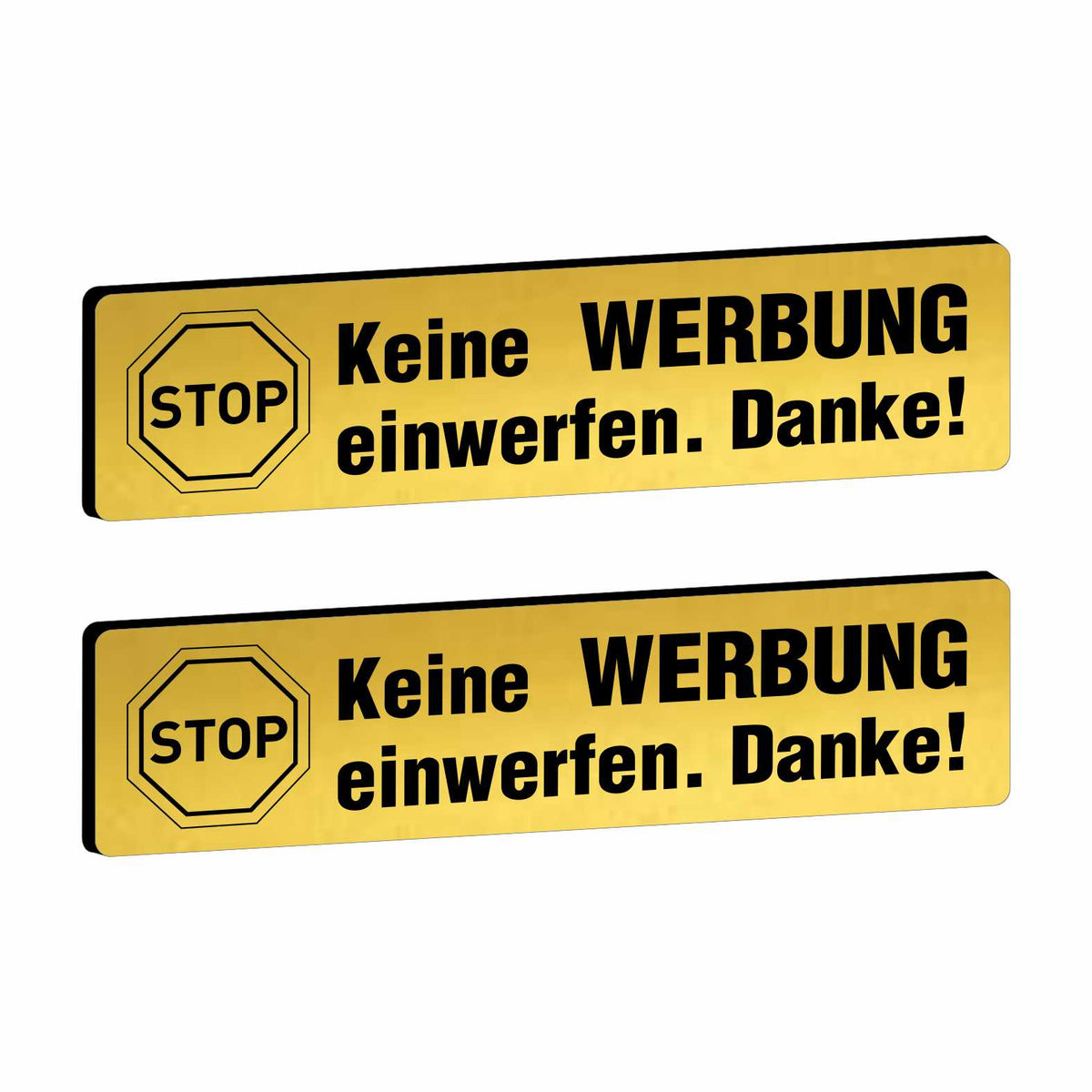 2x Bitte keine Werbung Briefkastenschild selbstklebend - Schild mit Gravur für Briefkasten - FOTOFOL