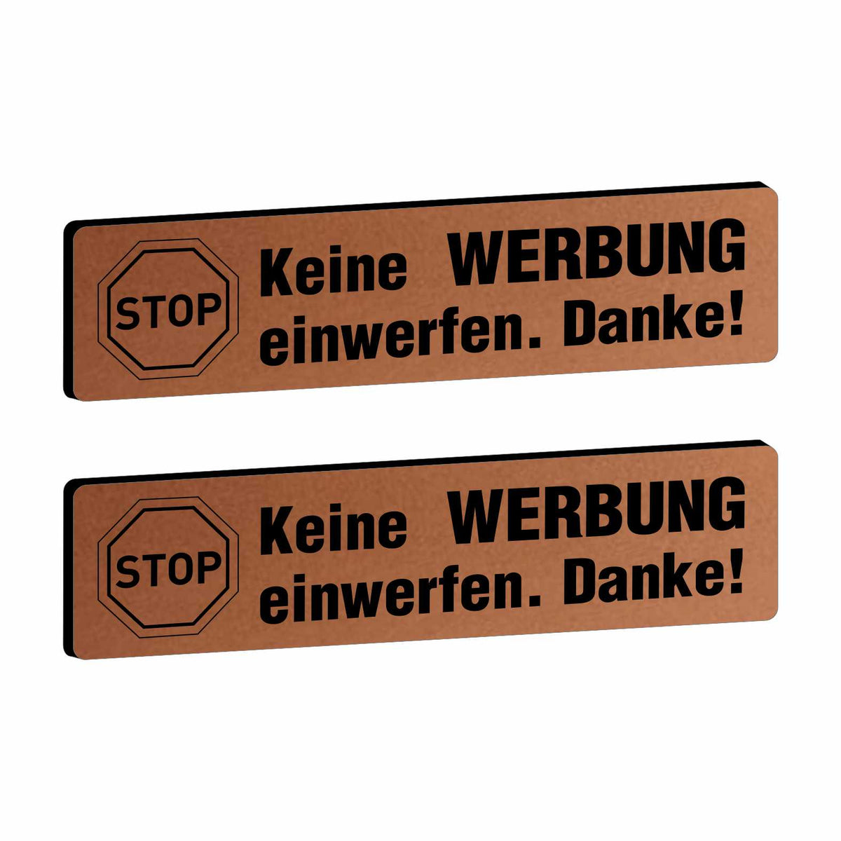 2x Bitte keine Werbung Briefkastenschild selbstklebend - Schild mit Gravur für Briefkasten - FOTOFOL