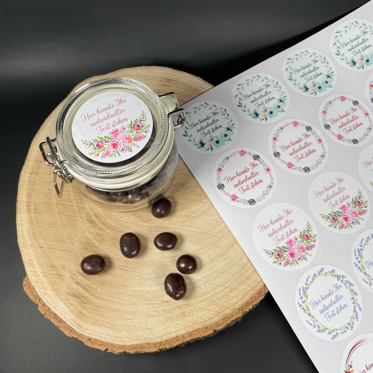 Personalisierte Aufkleber "Rosa Rosen"- 24 Stück - 4,5cm - FOTOFOL