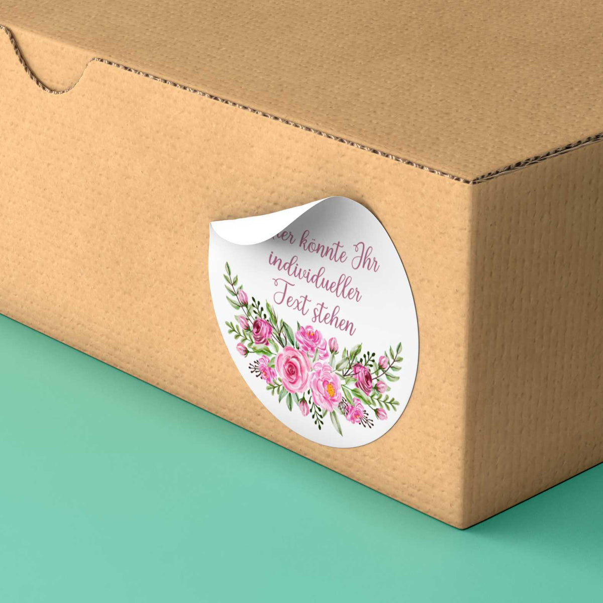 Personalisierte Aufkleber "Rosa Rosen"- 24 Stück - 4,5cm - FOTOFOL