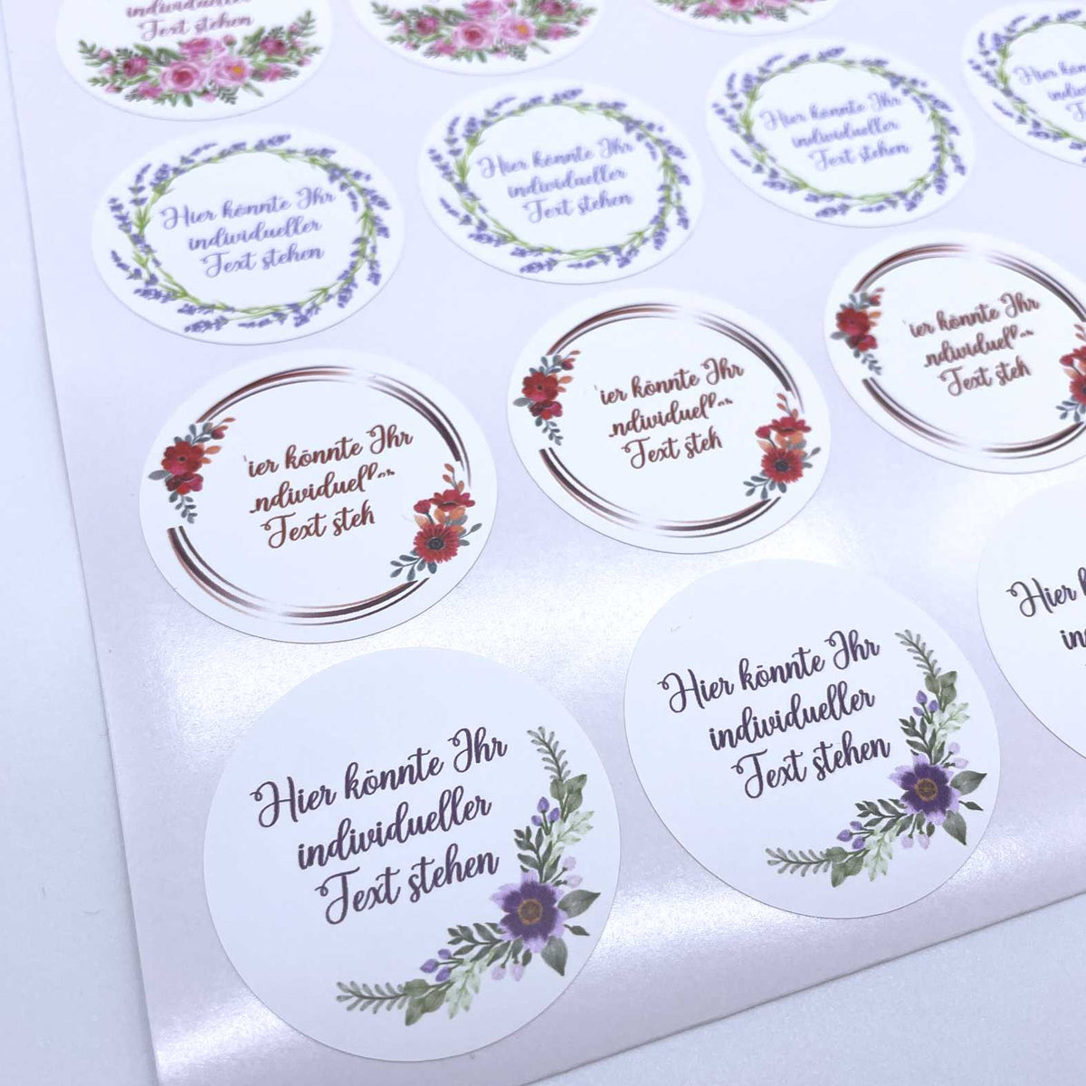 Personalisierte Aufkleber  "Blumen Zweige"- 24 Stück - 4,5cm - FOTOFOL