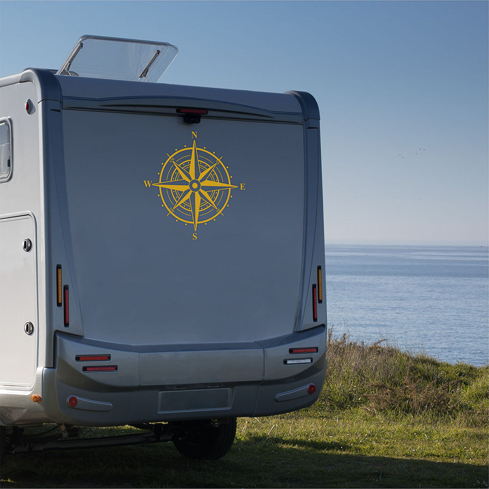 Aufkleber Kompass Windrose  - Aufkleber für Camper, Wohnmobil, Wohnwagen Fahrzeuge Karosserie - Offroad Sticker - Abenteuer Urlaub