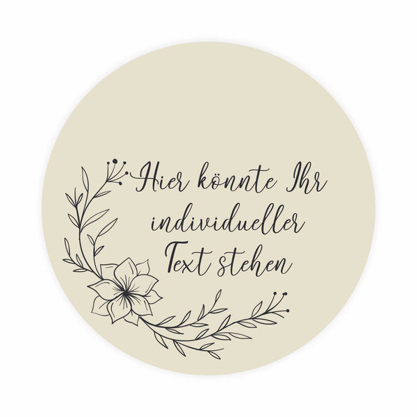 Personalisierte Aufkleber  "Blumen Blätter" beige- 24 Stück - 4,5cm