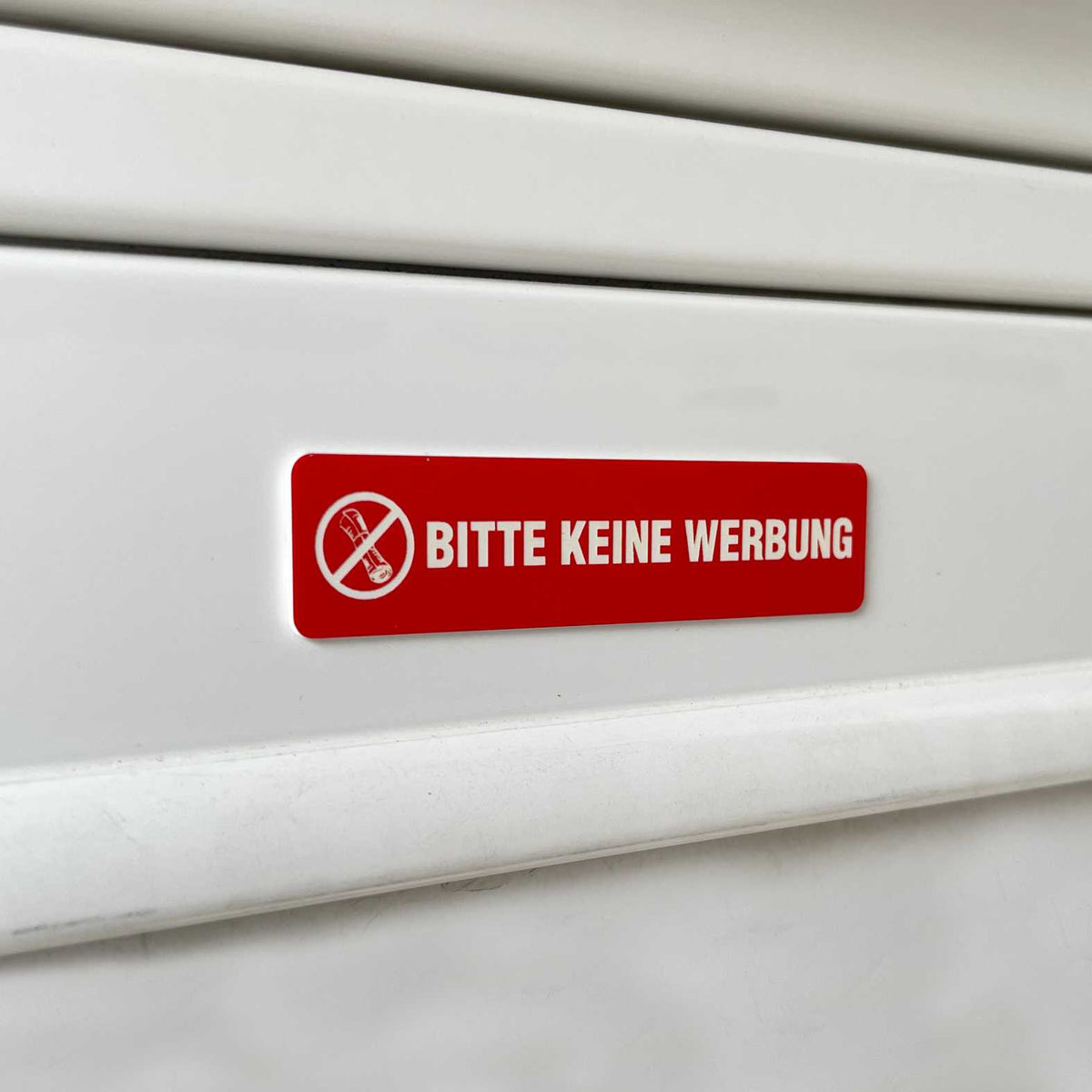 2x Bitte keine Werbung Briefkastenschild selbstklebend - Schild mit Gravur für Briefkasten - FOTOFOL