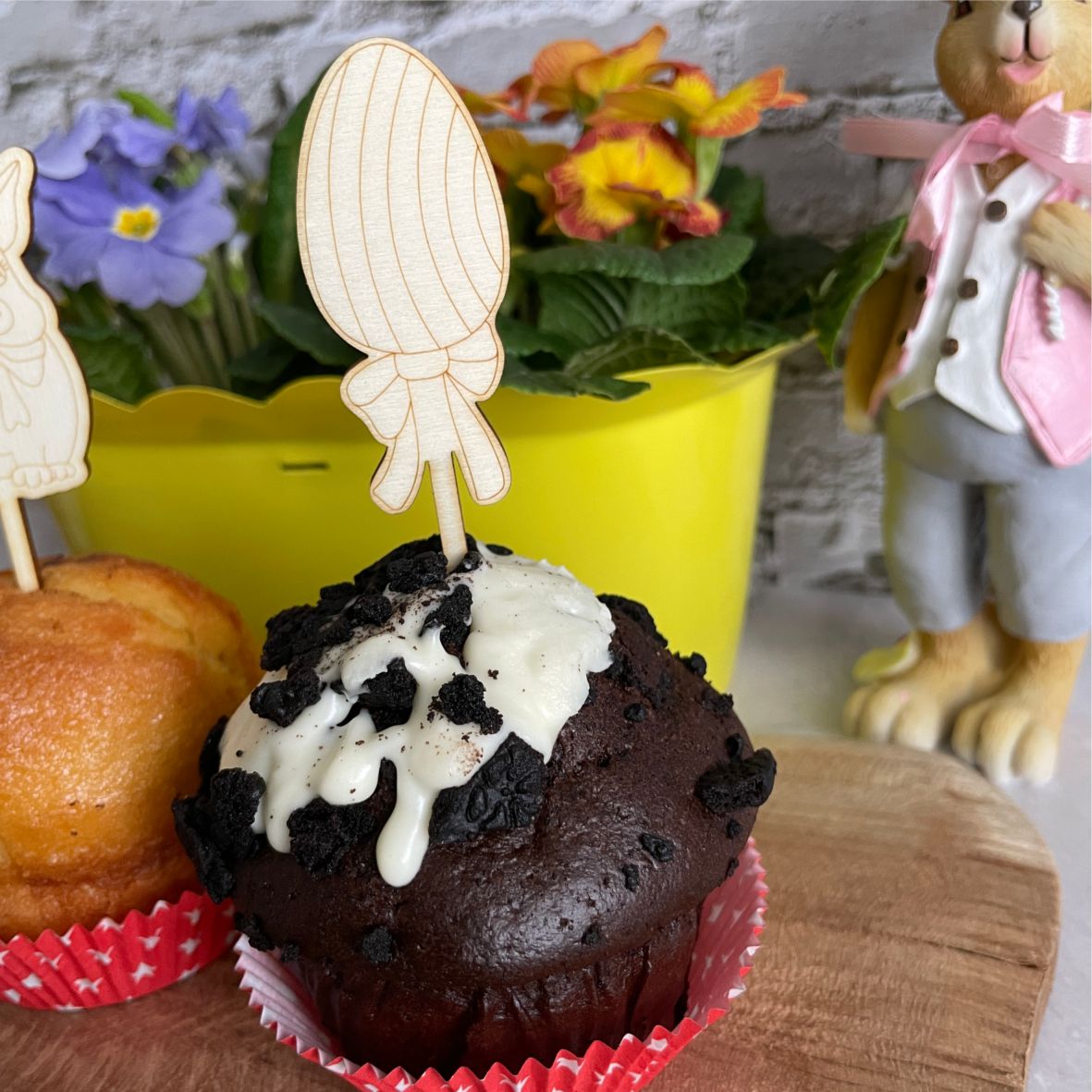 Cupcake Stecker 12er Set aus Holz - Ostern - FOTOFOL