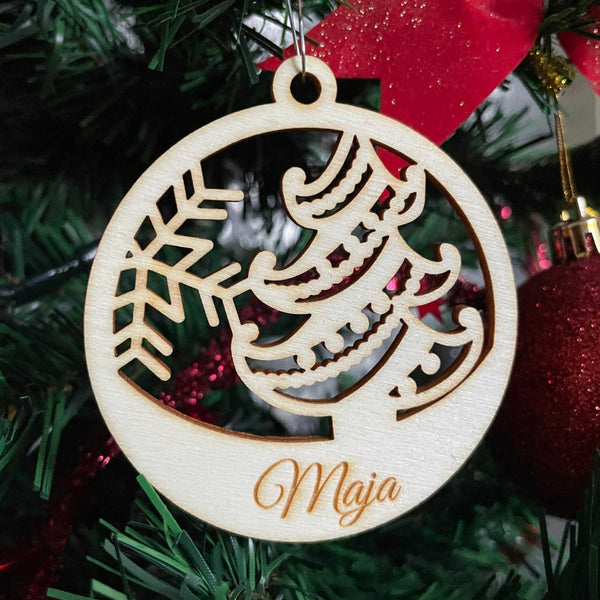 Personalisierte Weihnachtskugeln aus Holz | Christbaumkugeln mit Namen - Weihnachtsbaum