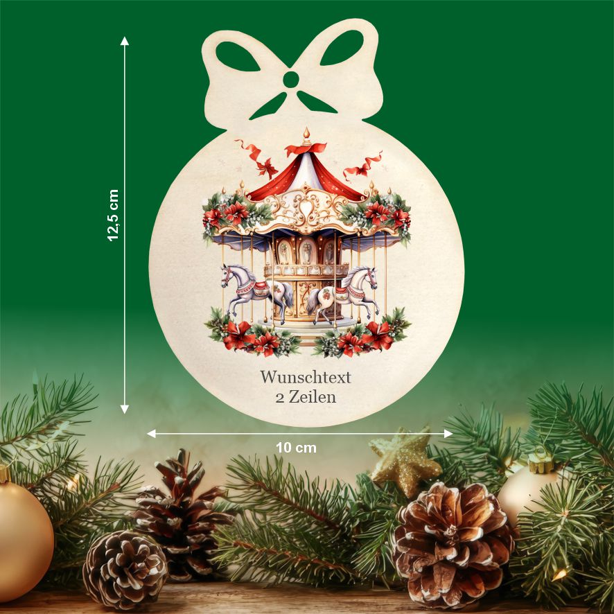 Personalisierte bunte Holz-Weihnachtskugeln - Karussell - FOTOFOL