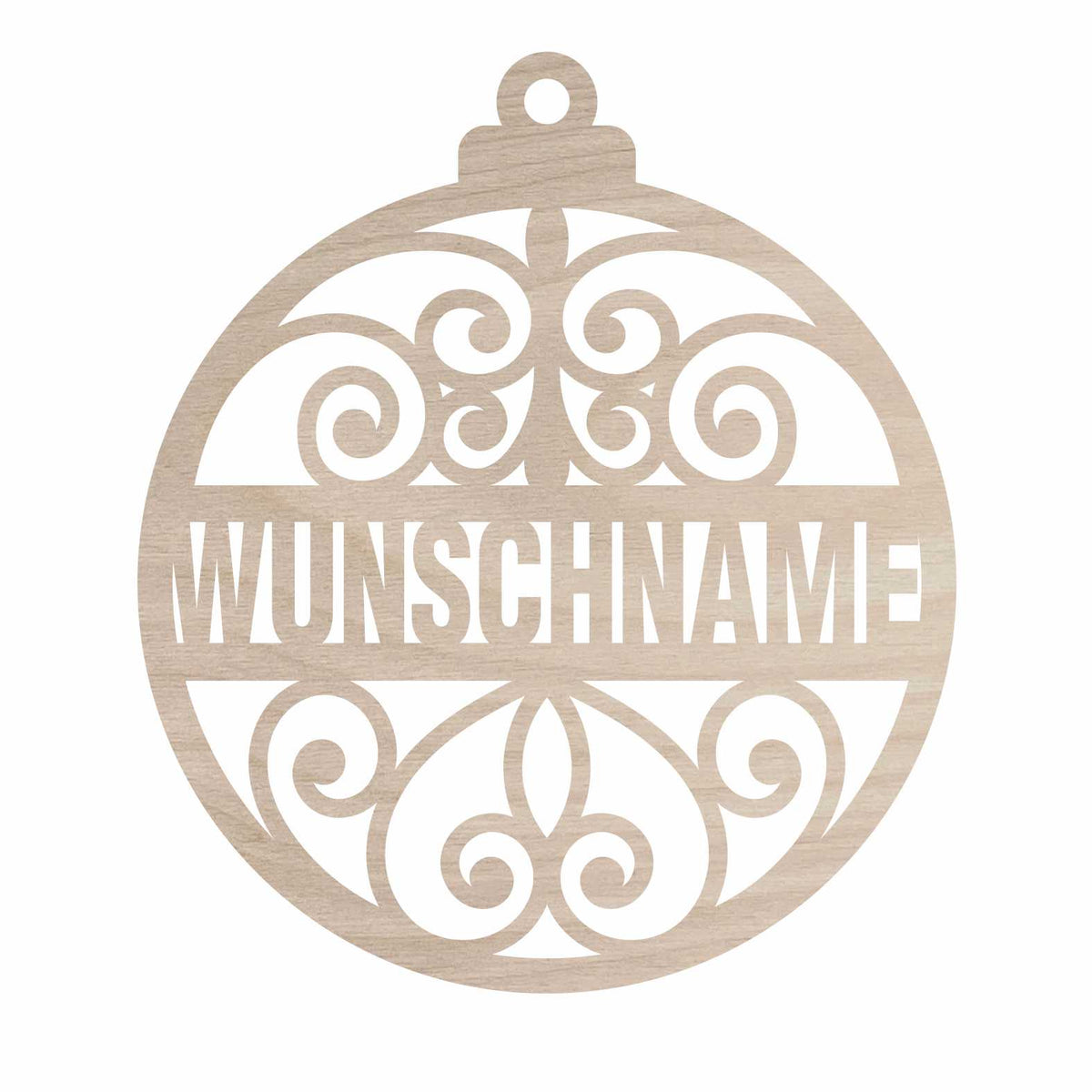 Weihnachtsbaumkugel aus natürlichem Birkensperrholz mit Namen - Ornament - FOTOFOL