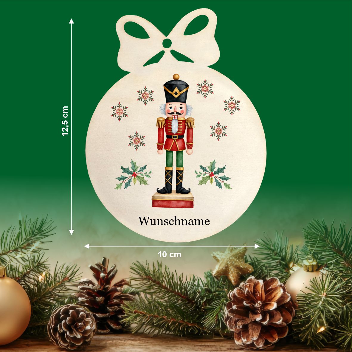 Personalisierte bunte Holz-Weihnachtskugeln - Nussknacker - FOTOFOL